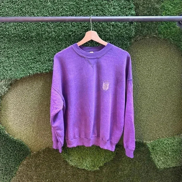 Vintage 1980s Purple Faded Quebec Crest Crewneck - Picture 1 of 4